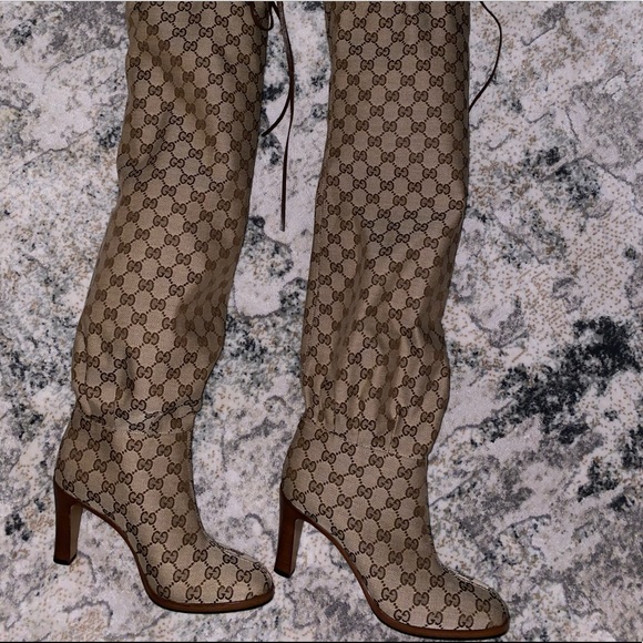 Brand New Gucci Canvas Over the Knee Boots - Picture 4 of 8